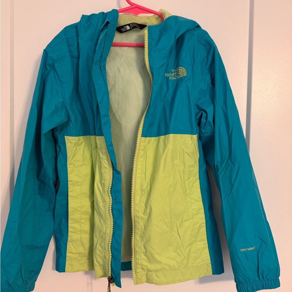 The North Face Blue and Green Raincoat Lightweight Water-Resistant